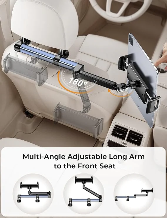 Car Headrest Tablet Holder – Adjustable Mount for iPad & Phones - Image 4