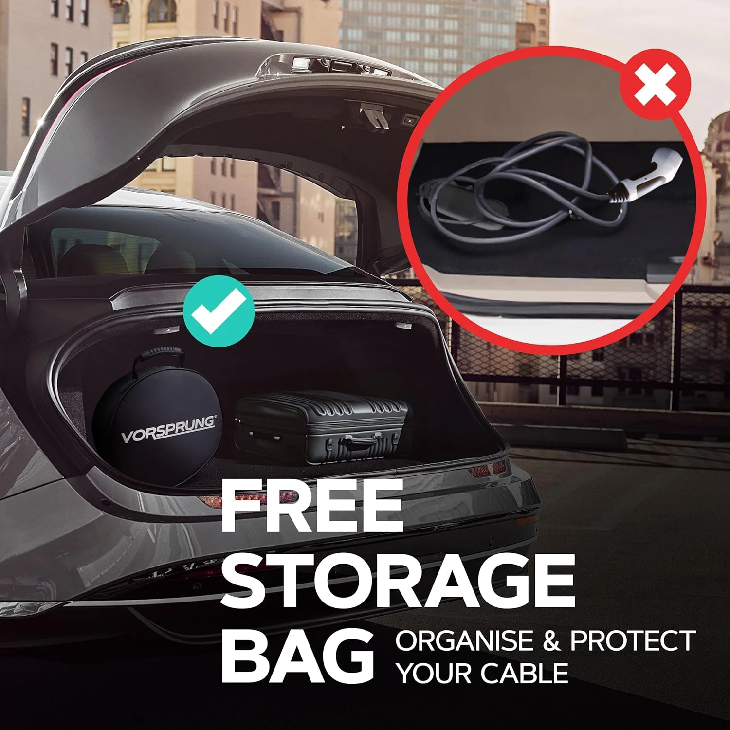VORSPRUNG® Portable EV Charger | Type 2, 5m / 8m / 10m Cable, Digital Screen, 6–13A Adjustable - Image 7